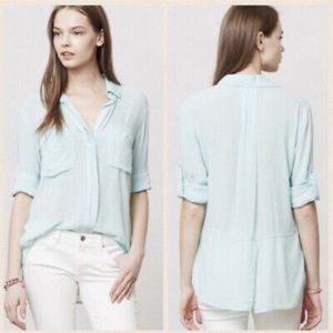 Cloth & Stone Mint Green Split Back Shirt (M)